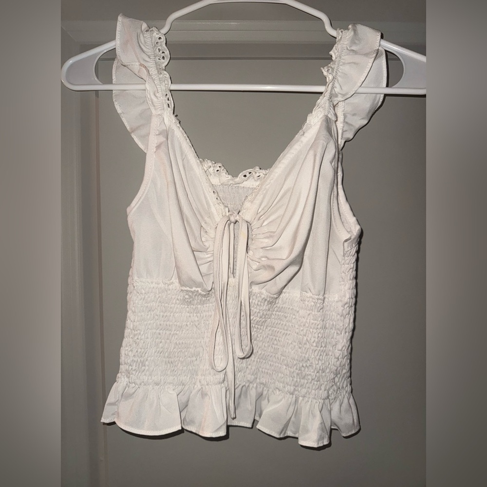 White Ruffled Women's Top